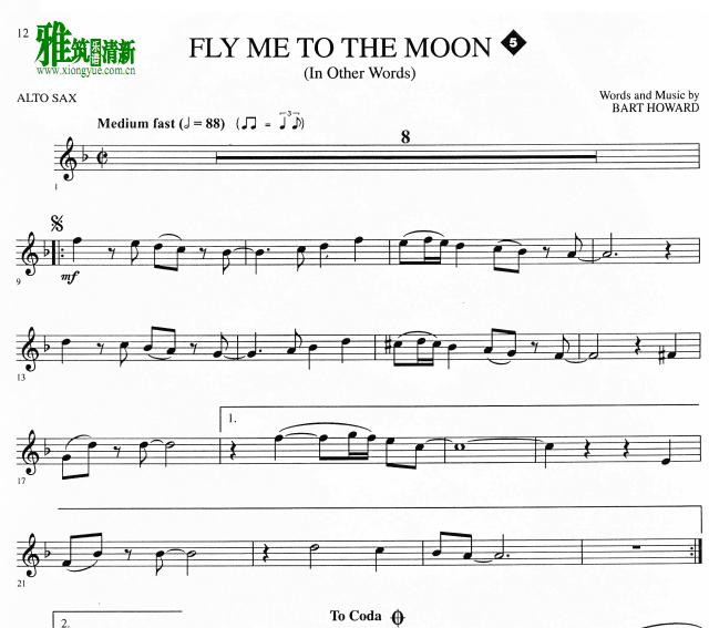 Fly Me to the Moon 萨克斯谱