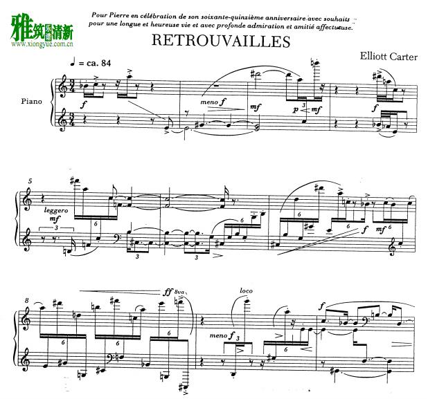Elliott Carter - Retrouvailles钢琴谱