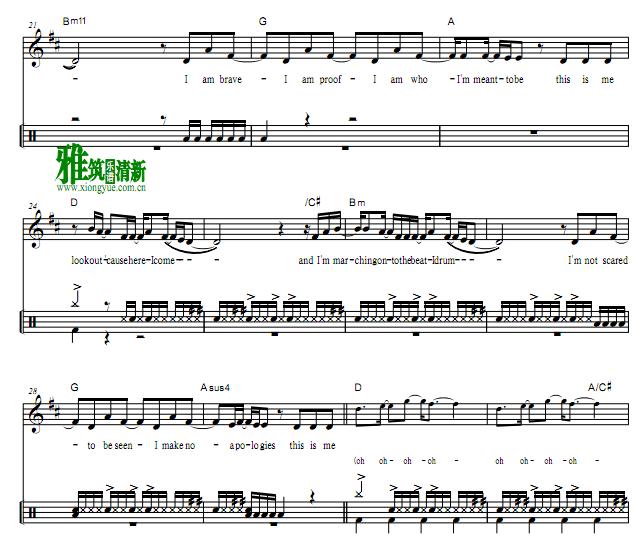 马戏之王Keala Settle - This Is Me鼓谱