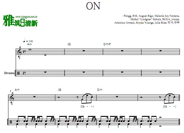 BTS - ON架子鼓谱