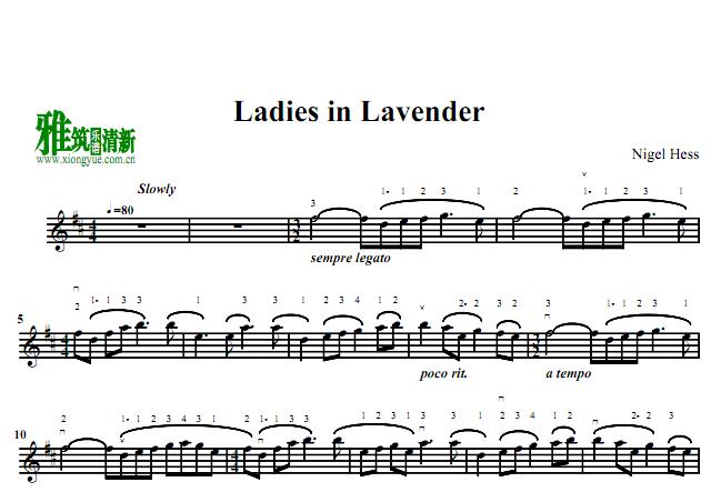 Ladies in Lavender小提琴谱 带指法