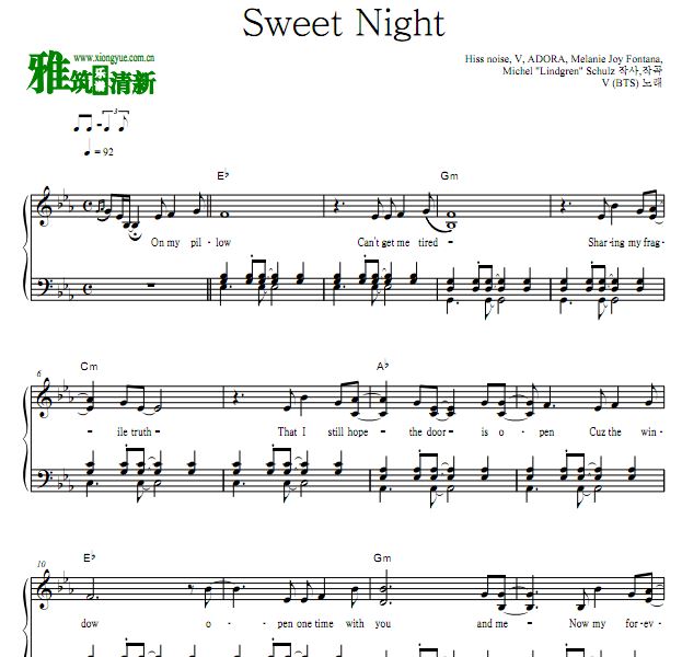 梨泰院CLASS 12 Sweet Night钢琴谱