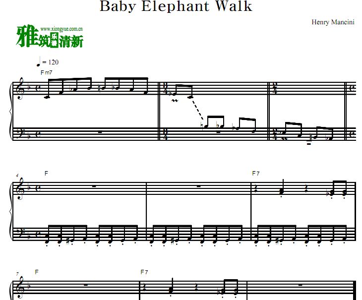 Henry Mancini 小象舞曲Baby Elephant Walk钢琴谱