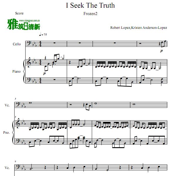 FROZEN2 - I Seek The Truth大提琴钢琴合奏谱
