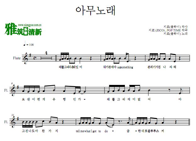 Any Song长笛谱 ZICO