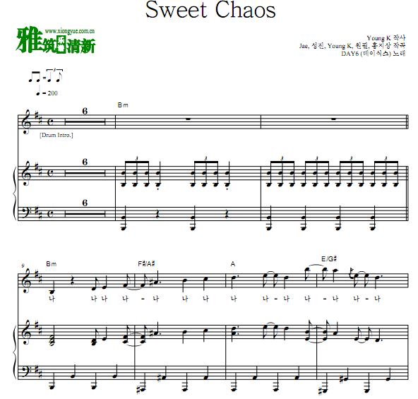 DAY6 - Sweet Chaos歌谱 弹唱伴奏钢琴谱