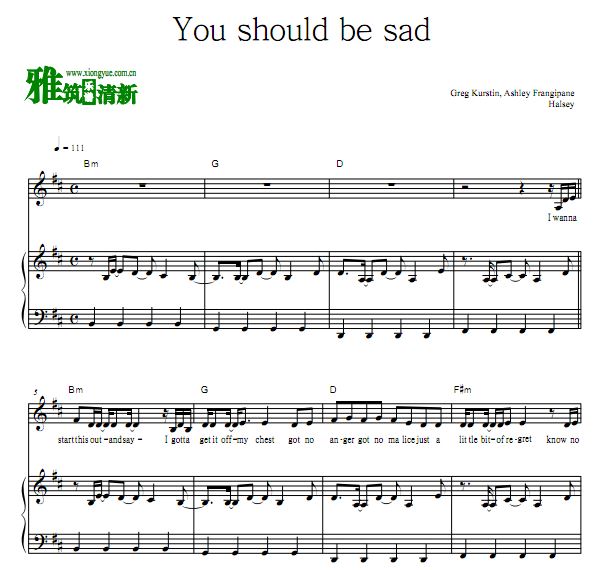 Halsey - You should be sad歌谱 弹唱伴奏钢琴谱