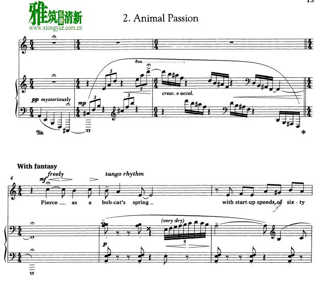 英文艺术歌曲Natural Selection - Animal Passion钢琴伴奏谱