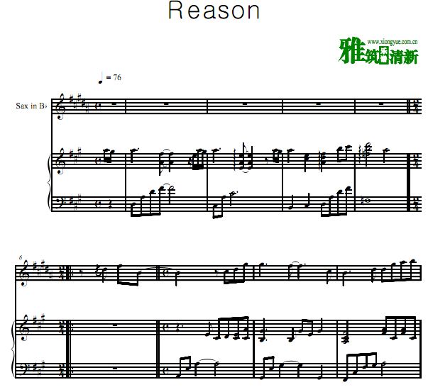 蓝色生死恋 Reason降B萨克斯钢琴谱