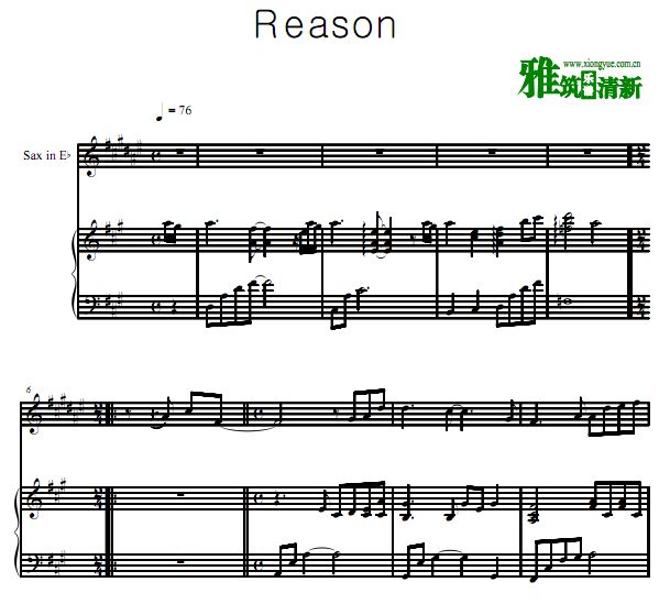 蓝色生死恋 Reason中音萨克斯钢琴伴奏谱