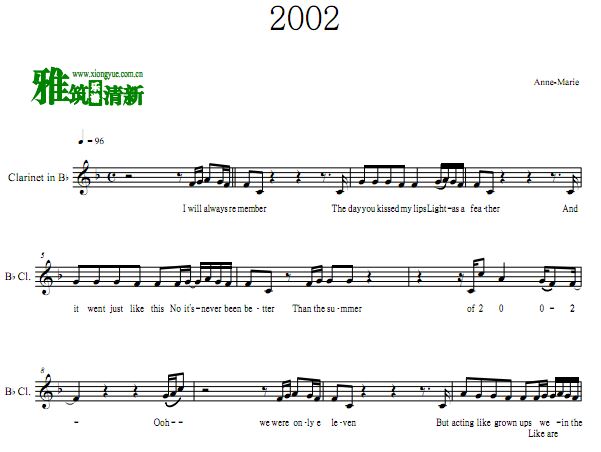 Anne-Marie  2002单簧管谱