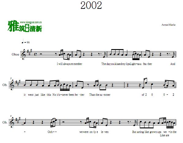 Anne-Marie  2002双簧管谱