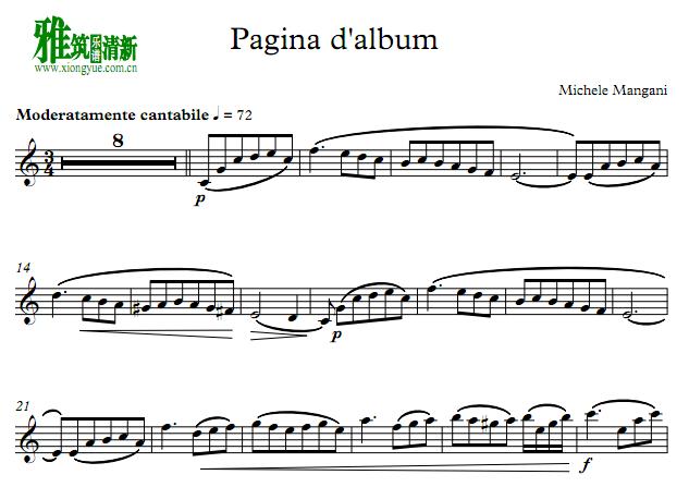 曼加尼 纪念册Pagina d'album单簧管谱