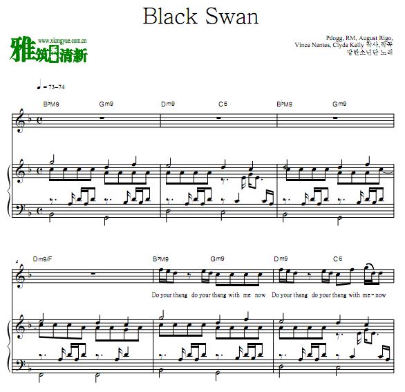 BTS - Black Swan钢琴伴奏谱 歌谱 