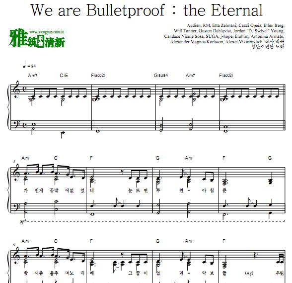 BTS防弹少年团 We are Bulletproof:the Eternal钢琴谱