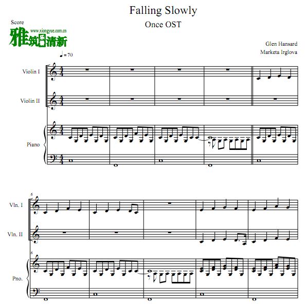 Falling Slowly小提琴钢琴三重奏谱