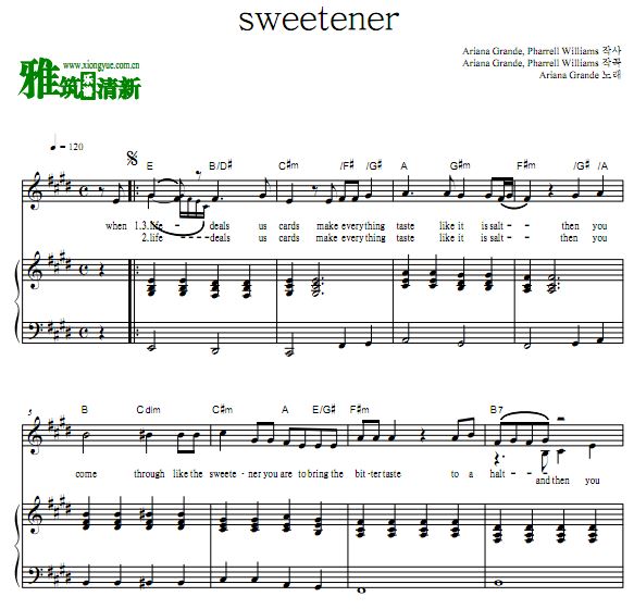 Ariana Grande - sweetener钢琴伴奏谱 歌谱