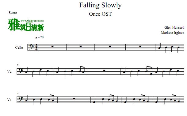 Falling Slowly  Once插曲 大提琴谱