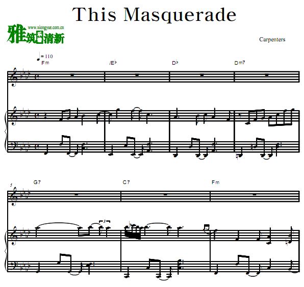 Carpenters - This Masquerade钢琴伴奏谱 歌谱