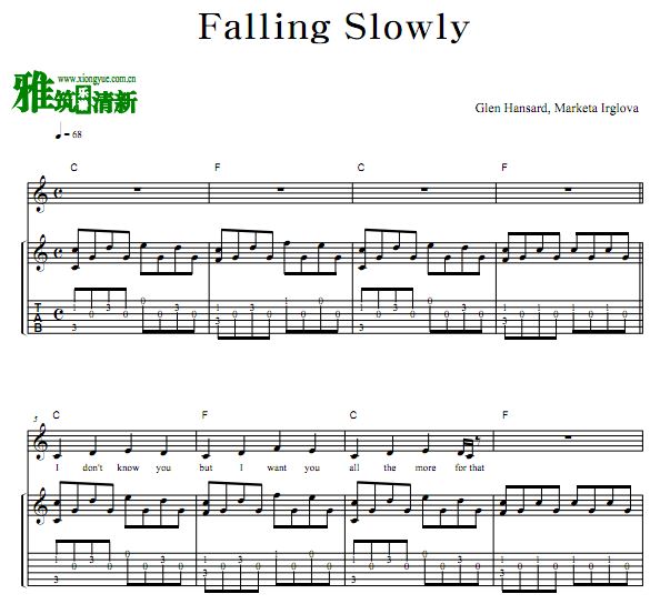 Once插曲 Falling Slowly吉他弹唱谱