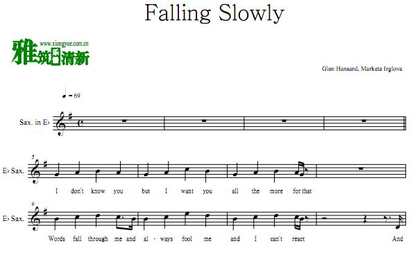 Once插曲 Falling Slowly萨克斯谱