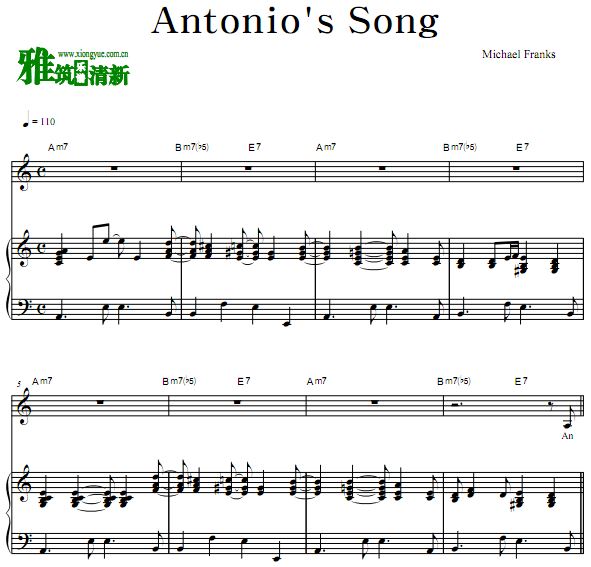 Michael Franks -Antonio's Song 伴奏钢琴谱