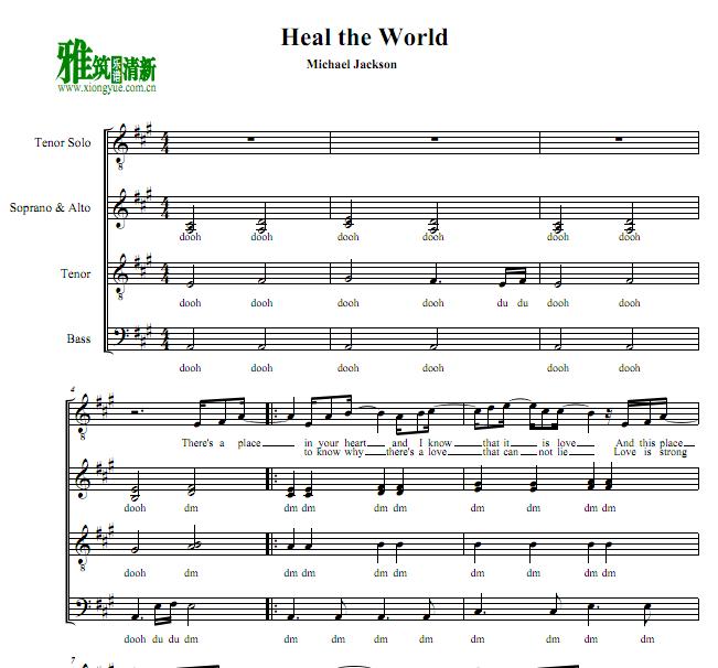 Michael Jackson - Heal the World阿卡贝拉合唱谱