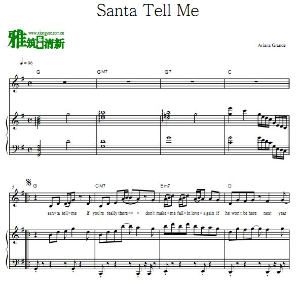 Ariana Grande - Santa Tell Me钢琴弹唱歌谱
