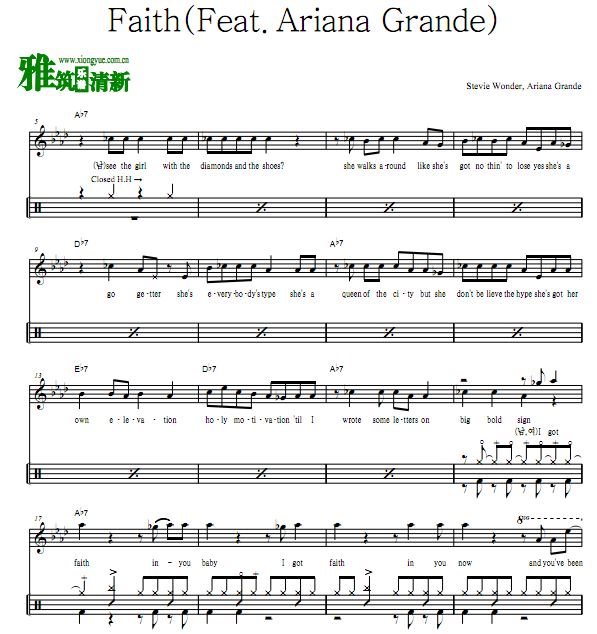 欢乐好声音Sing主题曲 Faith爵士鼓谱