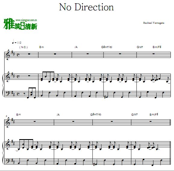 山形瑞秋 Rachael Yamagata 春夜OST Part.1 No Direction钢琴伴奏谱