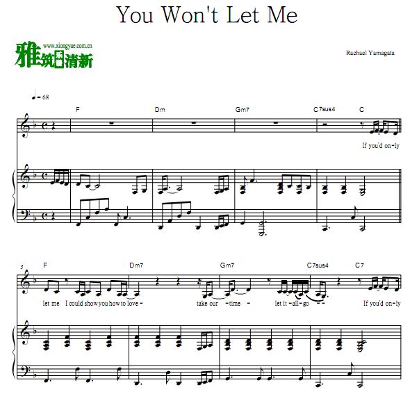 Rachael Yamagata - You Won't Let Me伴奏钢琴谱