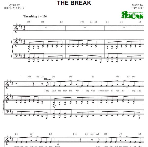 音乐剧近乎正常 Next to Normal - The break声乐钢琴伴奏谱