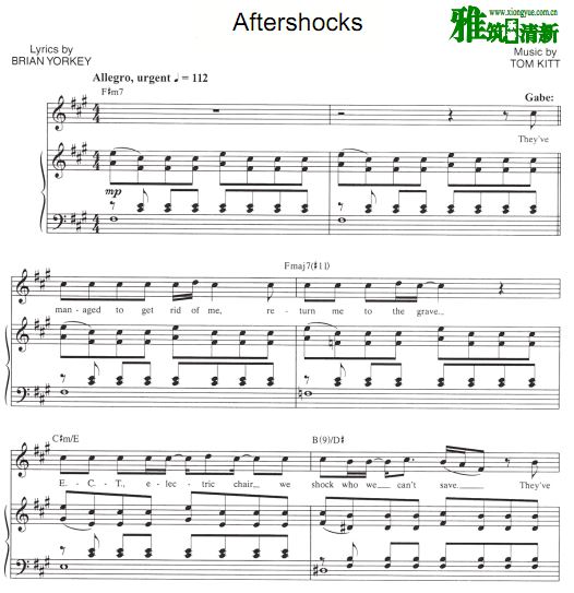 近乎正常 Next to Normal - Aftershocks 钢琴伴奏谱 声乐正谱
