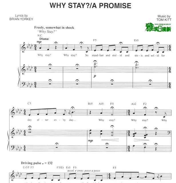 音乐剧近乎正常 Next to Normal 声乐正谱- Why Stay?/A Promise声乐歌谱