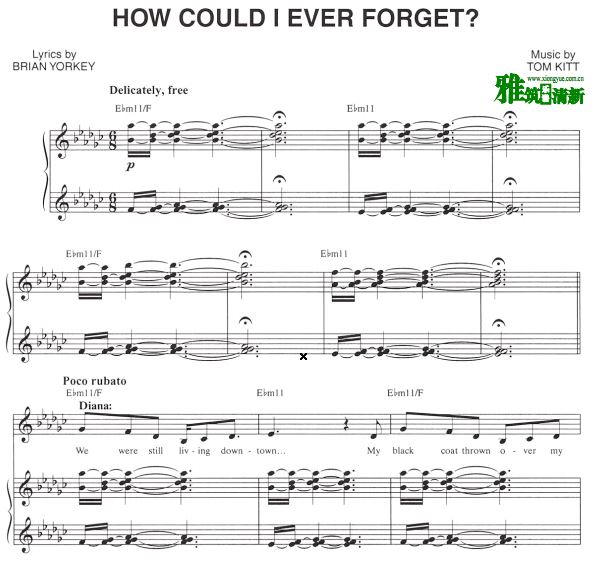音乐剧Next to Normal - How Could I Ever Forget?声乐钢琴伴奏正谱