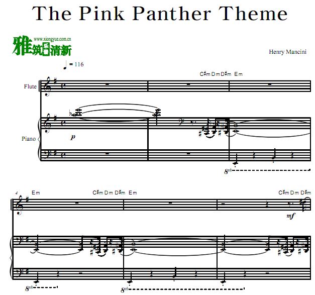 The Pink Panther Theme 粉红豹主题曲长笛钢琴合奏谱