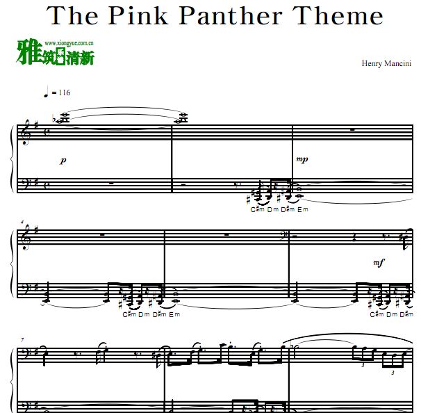 Henry Mancini - The Pink Panther Theme粉红豹钢琴谱