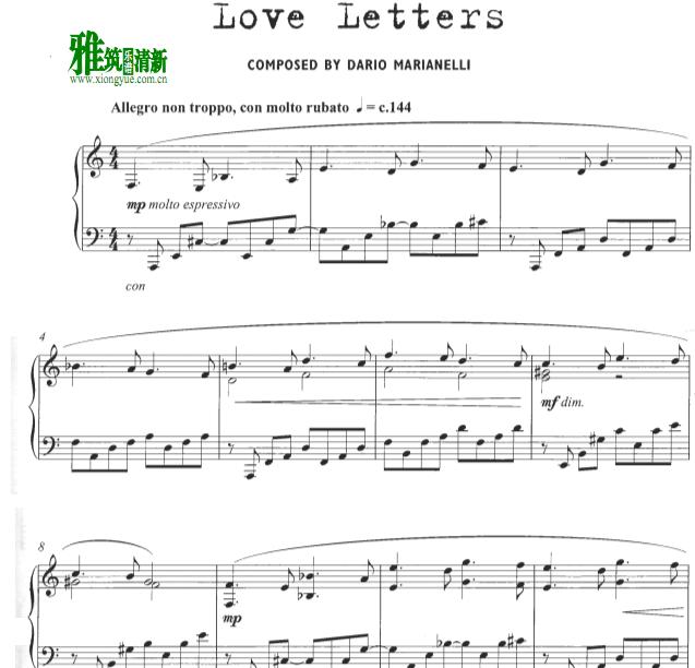 Dario Marianelli赎罪Atonement - love letters钢琴谱
