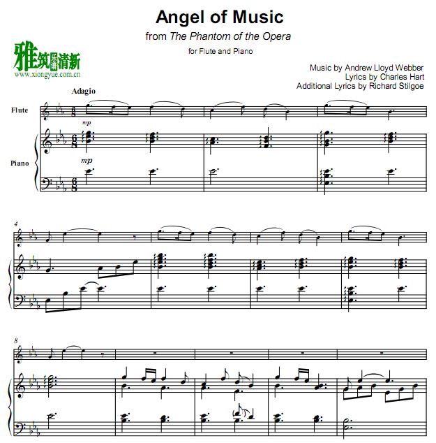 歌剧魅影angel of music 长笛钢琴伴奏谱