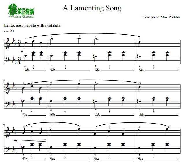 Max richter - A Lamenting Song钢琴谱