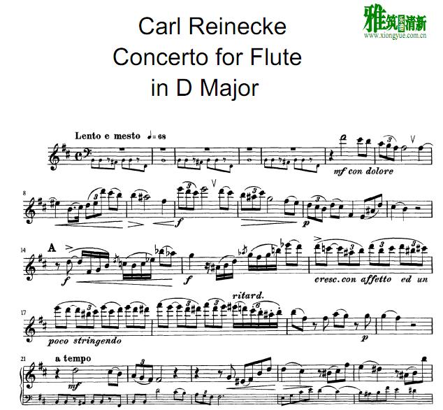 Reinecke赖内克长笛协奏曲 第二乐章长笛谱