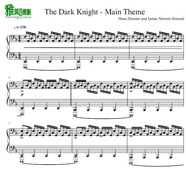 黑暗骑士The Dark Knight - Main Theme钢琴谱