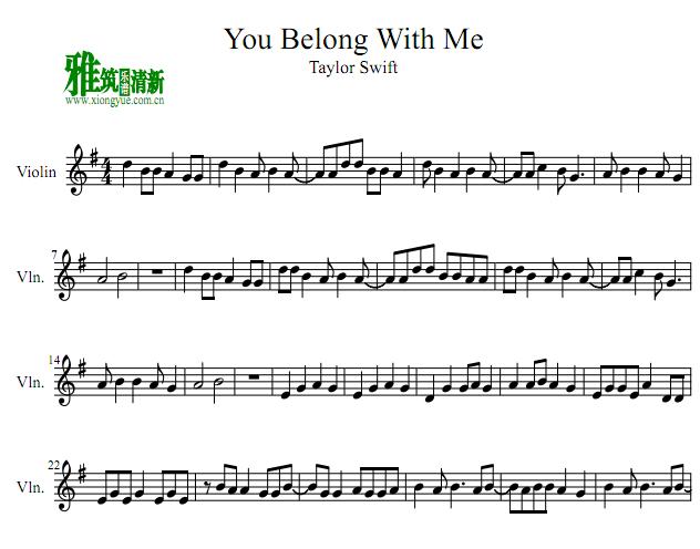 Taylor Swift - You Belong With Me 小提琴谱