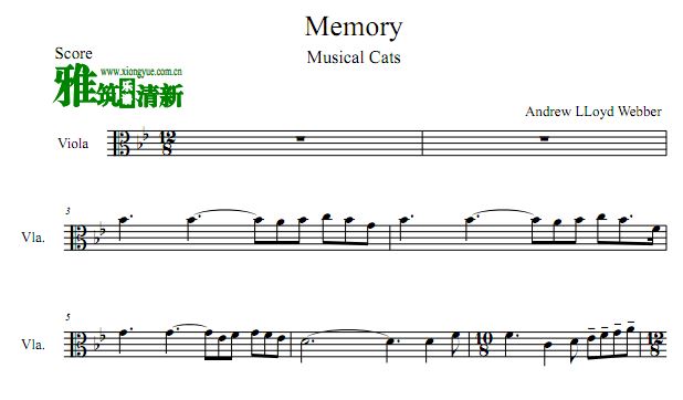 音乐剧猫 - Memory中提琴谱