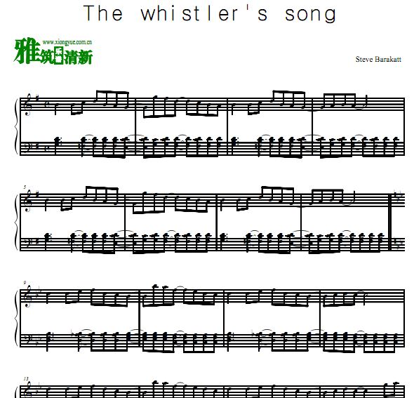 Steve Barakatt - The whistler's song钢琴谱