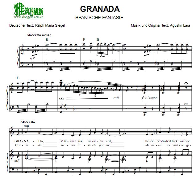 Agustín Lara - Granada钢琴谱