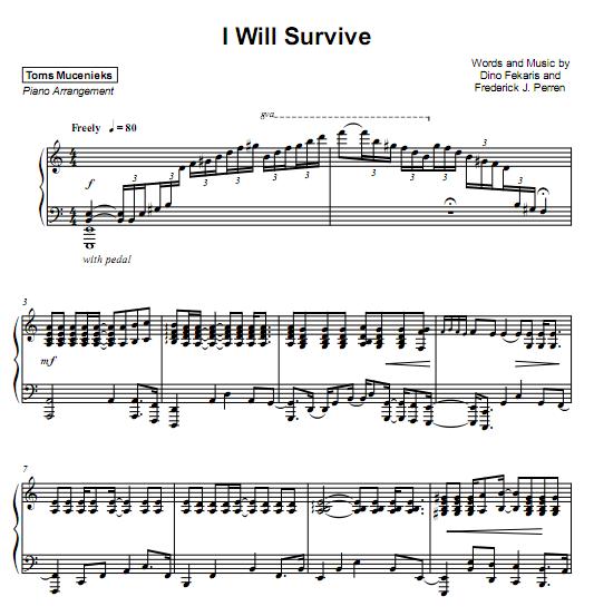 Toms Mucenieks - I Will Survive 钢琴谱
