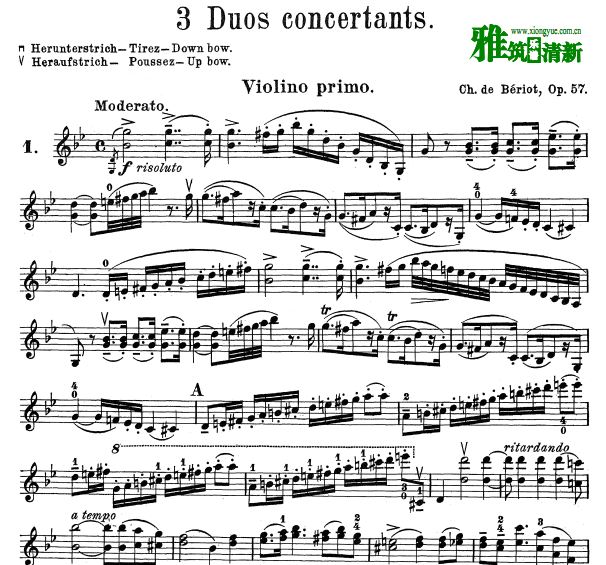 贝里奥beriot- 3 Duos Concertante, Op. 57 小提琴二重奏谱