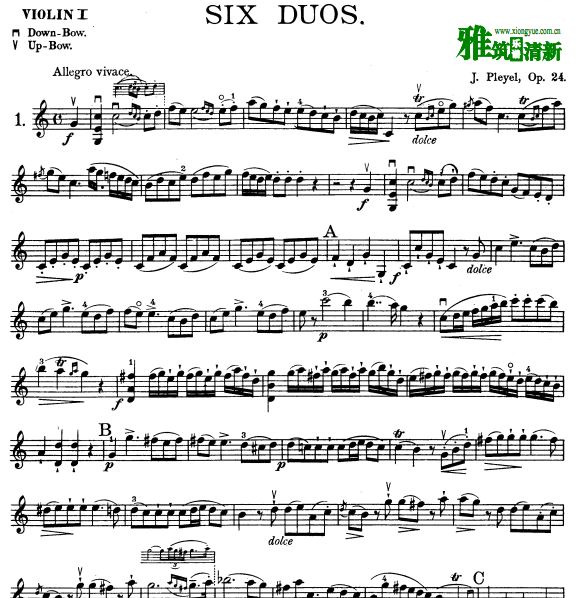 pleyel普莱耶尔小提琴二重奏谱 - Six Duos for Two Violins, Op. 24