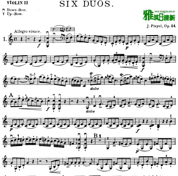 普莱耶尔pleyel小提琴二重奏谱 - Six Duos for Two Violins, Op. 24